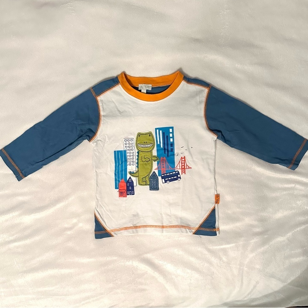 Le Top Dinosaur Monster City Raglan Shirt Baby Boy Long Sleeve Top 24M